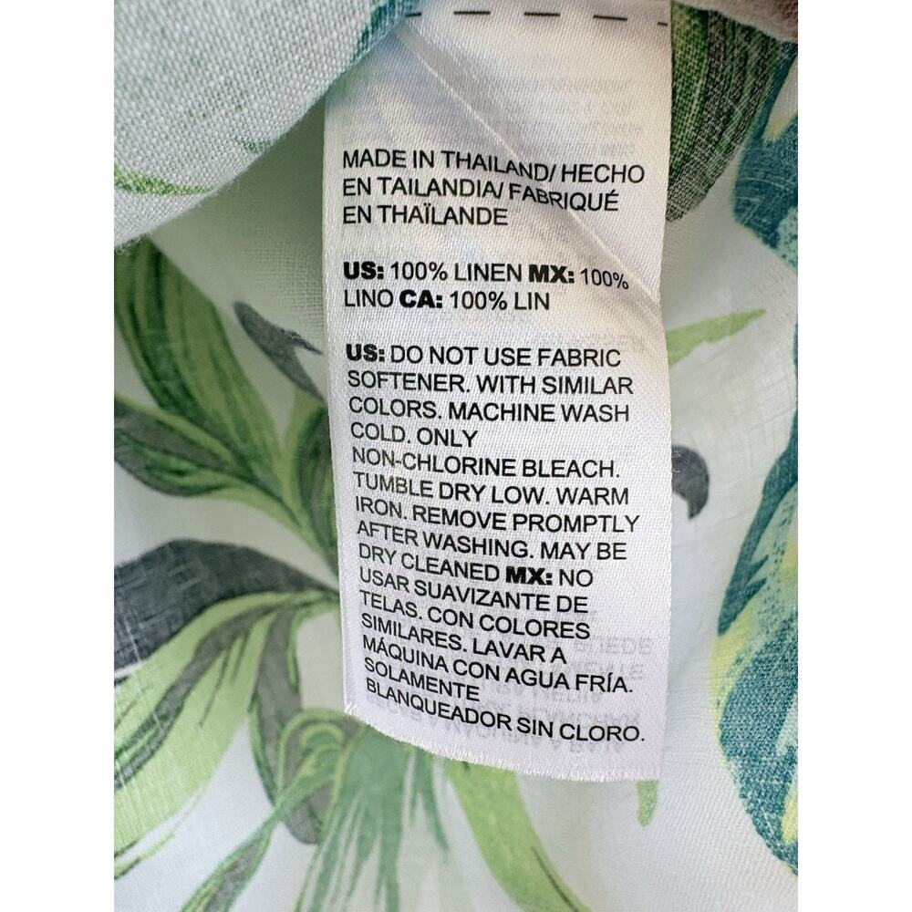 Chicos Linen Tropical Floral Button Up Blouse No Iron Size 16 (3) White Green - Picture 9 of 13